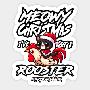 Meowy Christmas - I've got a Rooster - Kitten Christmas Sticker